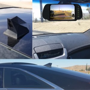 Roof mounted rear view car camera