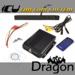 The Dragon ICU Car Cam System has a 3-way dash cam and 4 input DVR