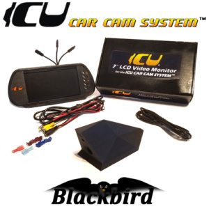 The Blackbird Car ICU Cam System includes the Blackbird ICU Car Camera DualCam to see behind you and your blind spots when driving. This is not a backup camera. Includes the ICU 7" Rear View Video Monitor Kit with wire harness, remote control, and a 2M camera extension cable