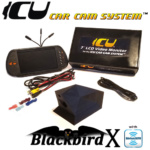 The Blackbird-X ICU Car Cam System includes the Blackbird-X ICU Car Camera DualCam with Sirius/XM antenna to see behind you and your blind spots when driving. This is not a backup camera. Includes the ICU 7" Rear View Video Monitor Kit with wire harness, remote control, and a 2M camera extension cable