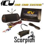 Scorpion ICU Car Camera is a Full-time DualCam REAR VIEW Driving Cam to see your blind spots when driving. this is not a backup camera. Includes the ICU 7" Rear View Video Monitor Kit with wire harness, remote control, and a 2M camera extension cable