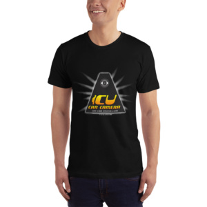 The Official ICU Car Camera Tee Shirt with the ICU Car Camera "ICON" logo (front view)