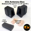 The Medium ICU Antenna Box allows ICU Car Camera customers to replace their factory Shark Fin Satellite/Radio antennas with the ICU Car Camera, and move the antenna to a new location inside the vehicle mounted to the rear window. Fits 4"x1.75"x2.75" inside